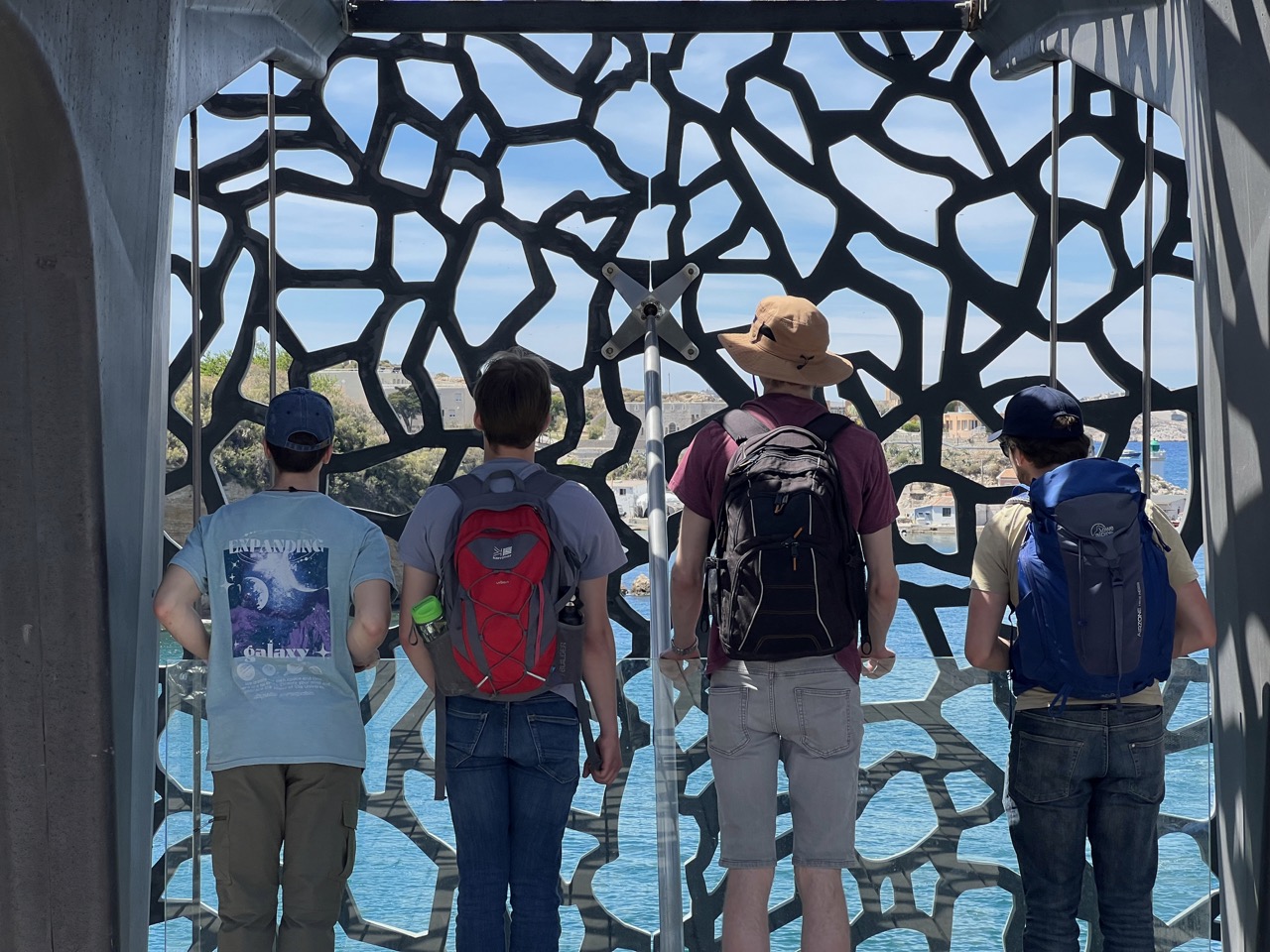 Gazing through the surreal concrete lacing of the Mucem.