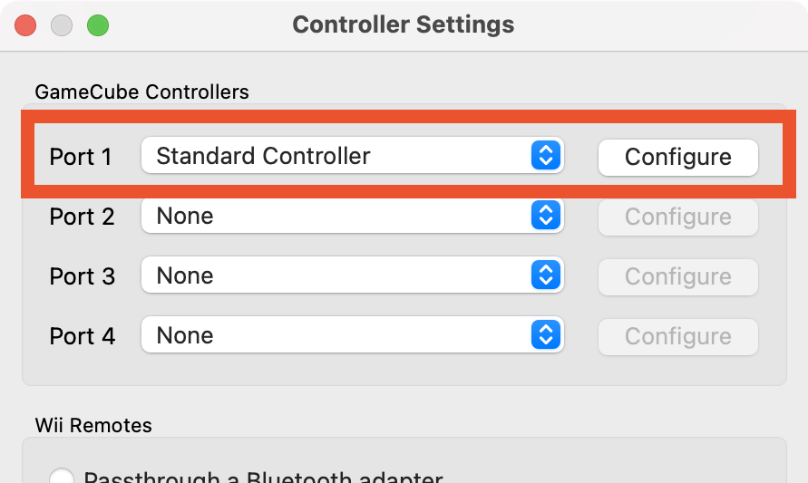 Configuring a Standard Controller in Dolphin on Mac